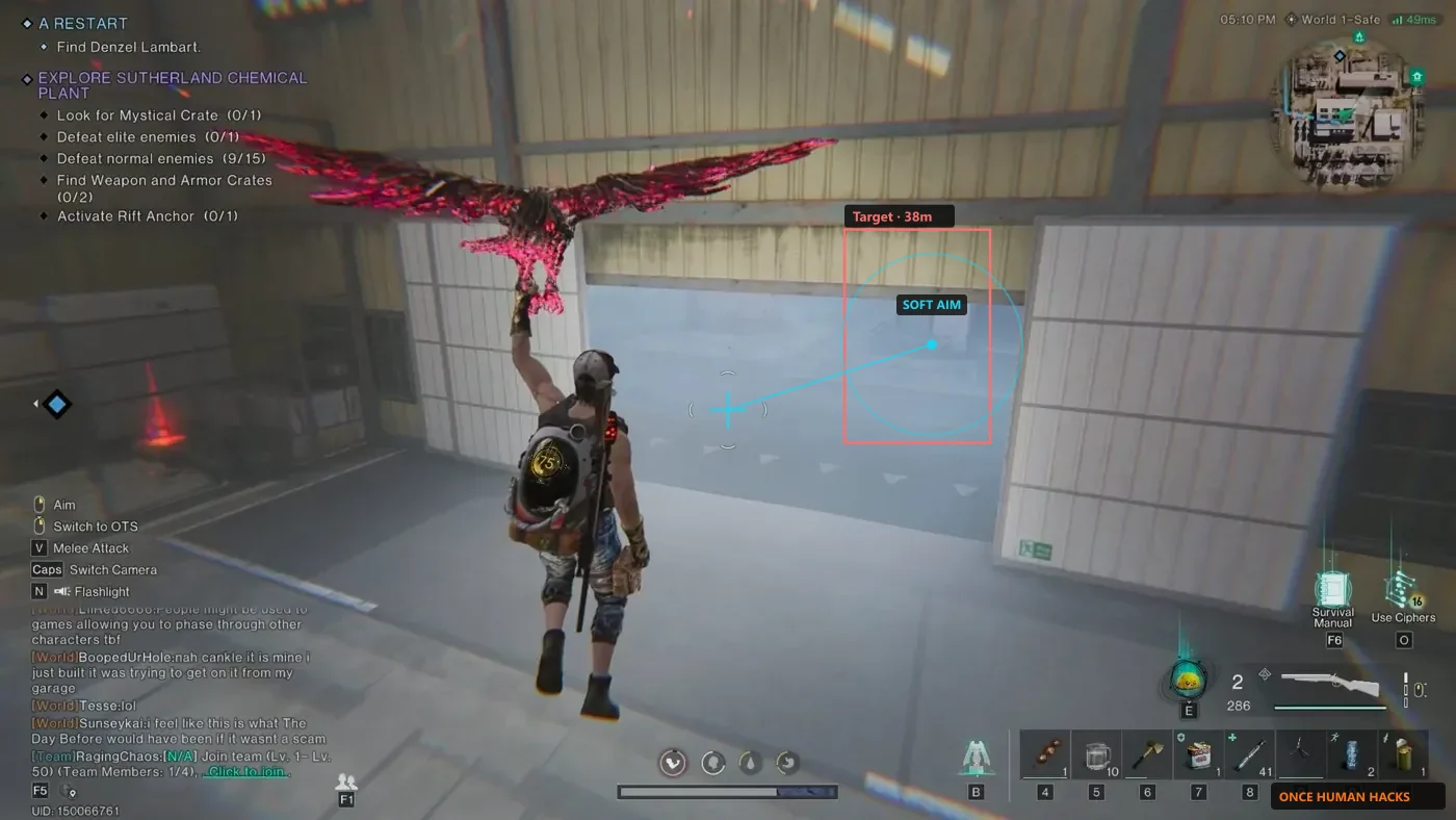 Once Human weapons laid out for a PMC loadout comparison